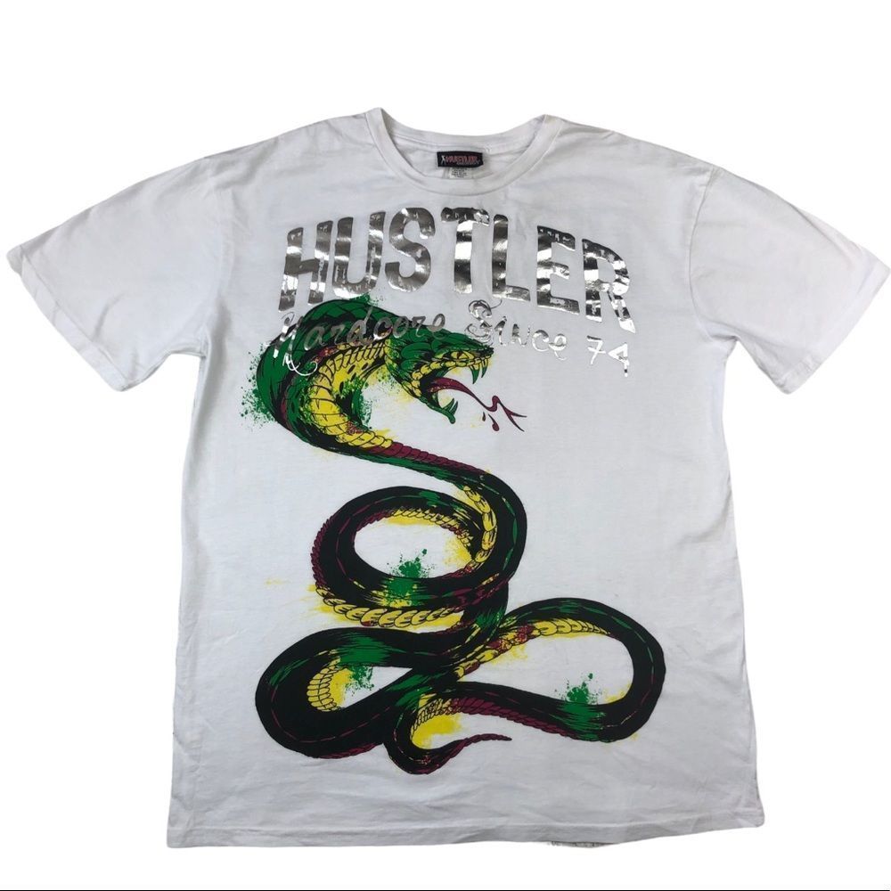 Vintage HUSTLER Hardcore Since 74’ Snake Print Official T-Shirt Men’s sz XL
